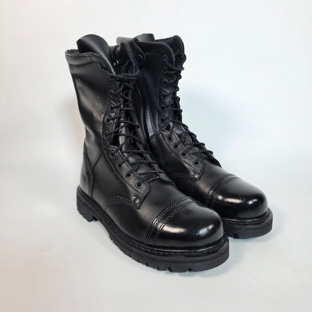 Rocky Paraboot Jump Boots Womens 7 M Black Leather 10 Inch Side Zip Combat